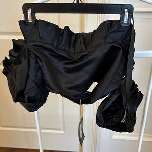 PrettyLittleThing Black Crop Off Shoulder Top